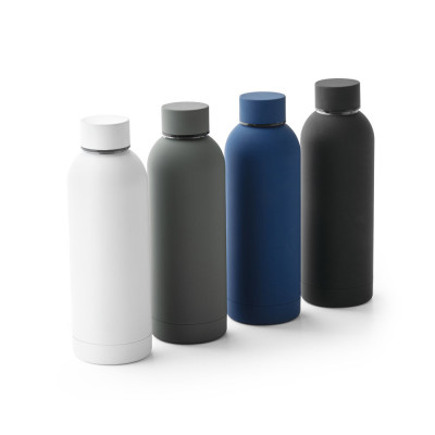 ODIN. Double wall vacuum stainless steel (36 recycled) bottle with rubber coating 550 mL